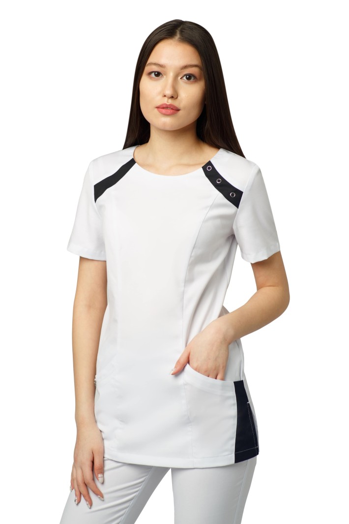 C015 Тевия /Белый 0 Куртка Женская (Чёрный 124)